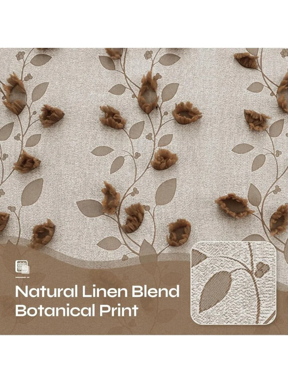 Cozy Brown Linen Curtains for Living Room - 84
